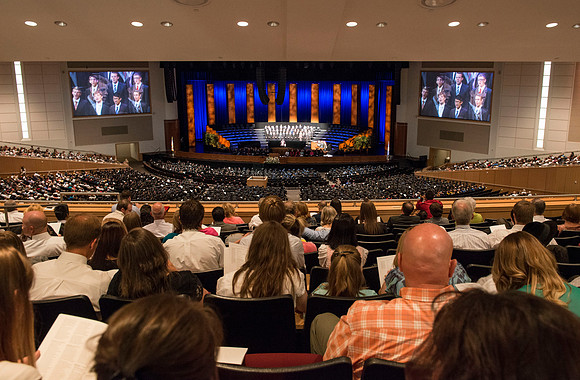 Commencement ceremony in the BYU-Idaho Center.  BYU-Idaho photos by Michael Lewis