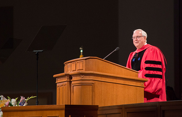 Commencement ceremony in the BYU-Idaho Center.  BYU-Idaho photos by Michael Lewis