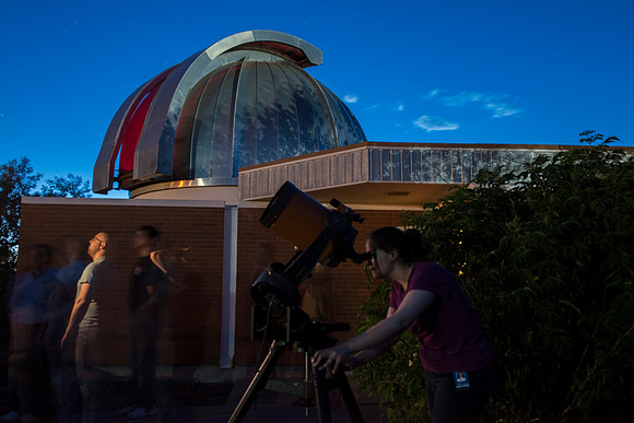 Stephen McNeil of the Physics Department took a group of students to the Observatory out by the Livestock Center on a beautiful clear night. Student Astronomy enthusiasts had the opportunity to see Sa