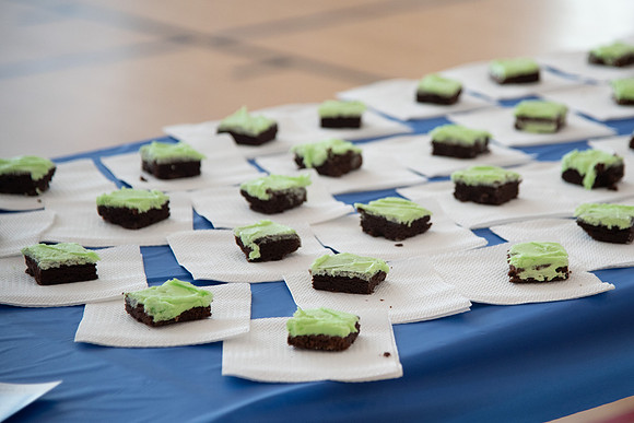Devotional attendees enjoy a brownie after Devo for Spring Fest.