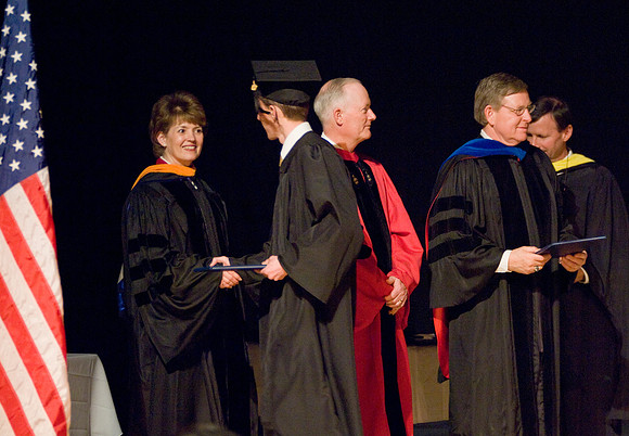 Susan Tanner, Pres Clark, Stephen McGary and Jerry Scrivner congratulate Graduates at the College of Agriculture and Life Sciences Convocation.