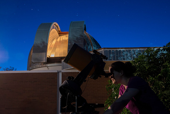 Stephen McNeil of the Physics Department took a group of students to the Observatory out by the Livestock Center on a beautiful clear night. Student Astronomy enthusiasts had the opportunity to see Sa