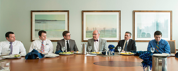 Merv Brown the Managing Director of University Relations treats the department to a luncheon in the Presidents Dining Room in the Manwaring Center.