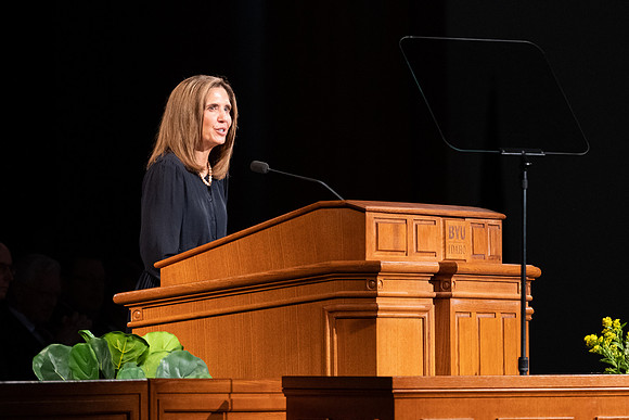 Elder D. Todd Christofferson addresses BYU-Idaho students and faculty during a devotional.