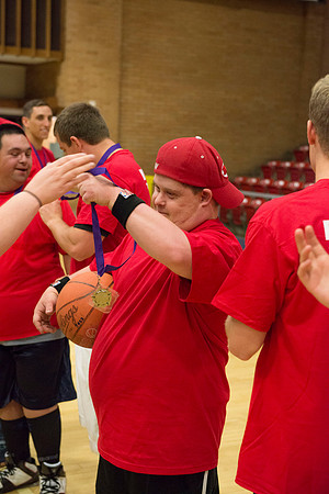 Bob Christensens Special Education class puts on a great show in the Hart Gym playing basketball.