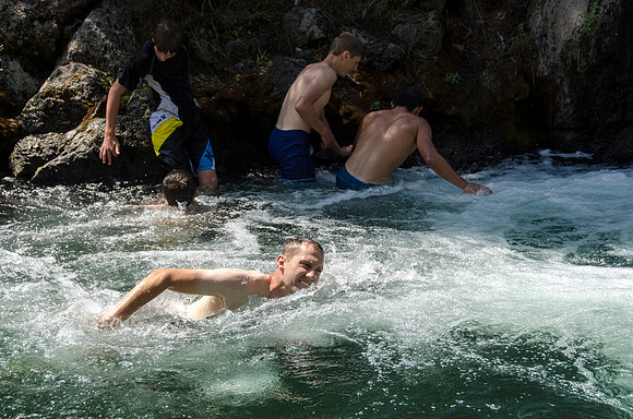 Union Falls Hike: A 17 mile hike round trip and you cross the river 4 times each way.  A very rewarding hike with a beautiful view of Union Falls. Then the real joy is to jump into Ouzel Pool which is