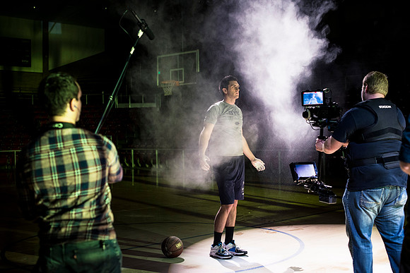 Tyler Clay directs the Slam Dunk Promo Video with Cameron Olsen, previous slam dunk winner.