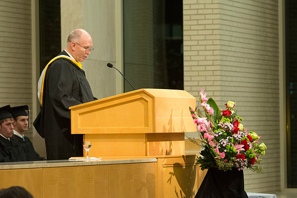 Mark Lovell, Associate Dean of the College of Physical Sciences and Engineering, welcoming the graduates to the Convocation