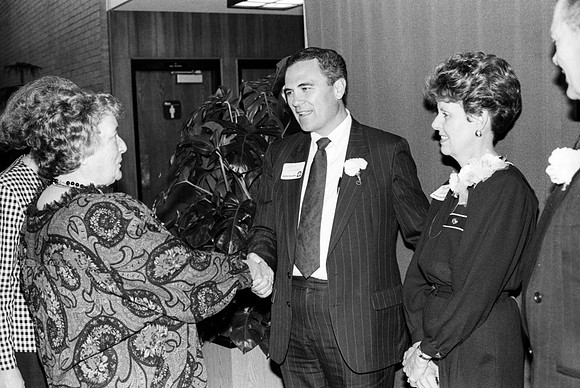 The Bennions talking with guests of the Banquet