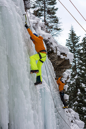 Eric Ward, a mechanical engineering major, goes ice climbing with Outdoor Activities.