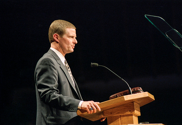 President David A. Bednar speaking at Devotional