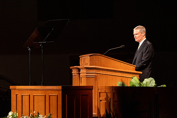 Elder David A. Bednar speaking during devotional at BYU-Idaho.