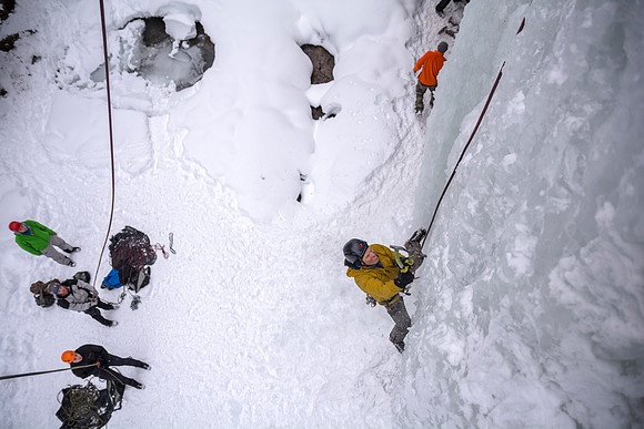 Scott Hurst ice climbing.