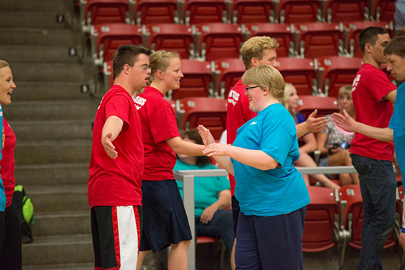 Bob Christensens Special Education class puts on a great show in the Hart Gym playing basketball.