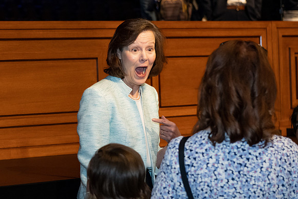 Susan Porter, the General Primary President, addresses BYU-Idaho Students during the weekly Tuesday devotional.