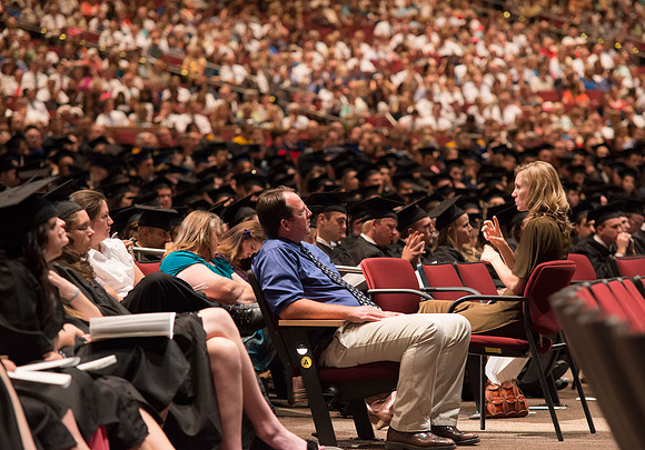 Commencement ceremony in the BYU-Idaho Center.  BYU-Idaho photos by Michael Lewis