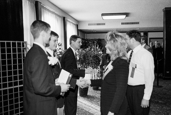 President Bednar's family standing in the Meet &amp; Greet line