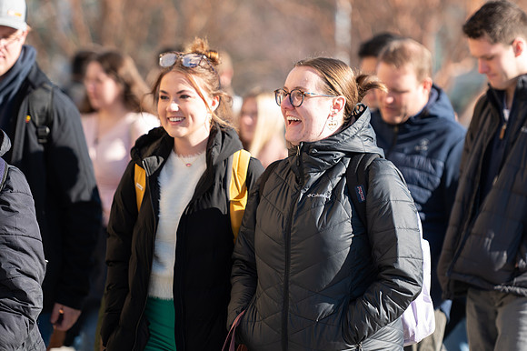 Students attend devotional with Sister Kristin M. Yee.