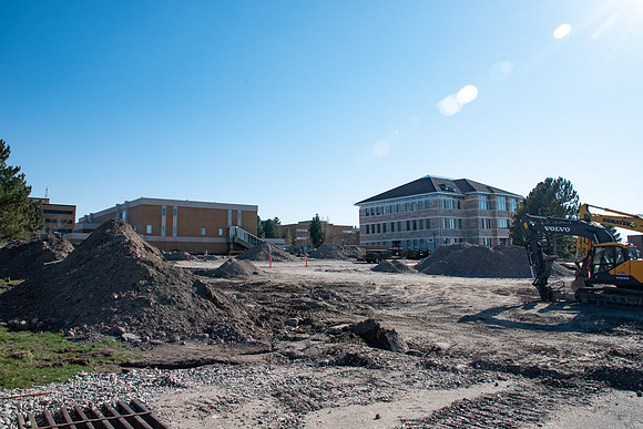 Progress on the new parking lot where the Kirkham Building use to stand.