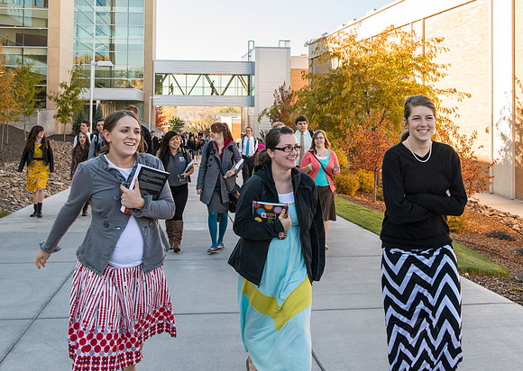 Students exit the BYU-Idaho Center after Devotional.