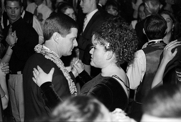 President David A. Bednar dancing with one of the guests at the Inauguration