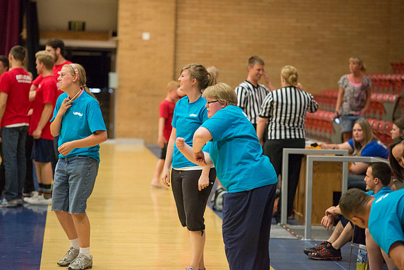 Bob Christensens Special Education class puts on a great show in the Hart Gym playing basketball.