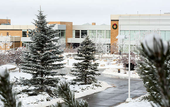 Snowy frosty day at BYU-Idaho.
