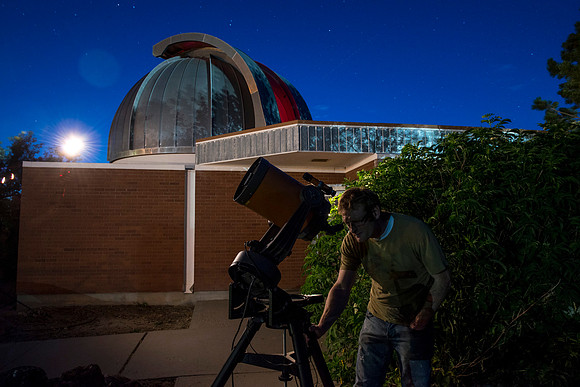 Stephen McNeil of the Physics Department took a group of students to the Observatory out by the Livestock Center on a beautiful clear night. Student Astronomy enthusiasts had the opportunity to see Sa
