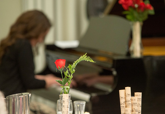 Eliza R. Snow Award members and guest enjoy an evening of god food and entertainment honoring Rick and Cheryl Hansen for their service towards the Arts.