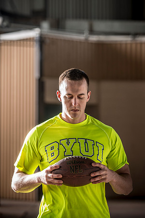 Justin Lassond meditates as he gets ready for the upcoming football season at BYU-Idaho.