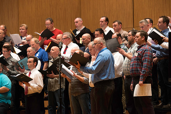 Ricks College Alumni from 1965 to 1995 gather for an A Cappella Choir reunion.