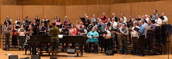 Ricks College Alumni from 1965 to 1995 gather for an A Cappella Choir reunion.