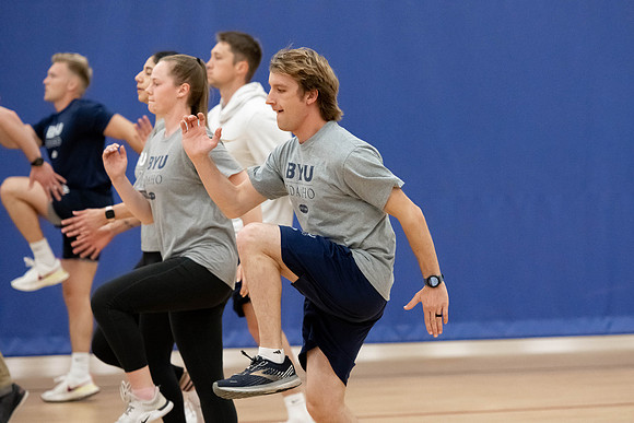 BYU-Idaho students attend a hands-on sprinting workshop in the I-center.