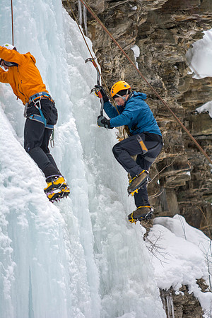 Jerry Painter, a Post Register copy desk personnel from Idaho Falls ice climbing.