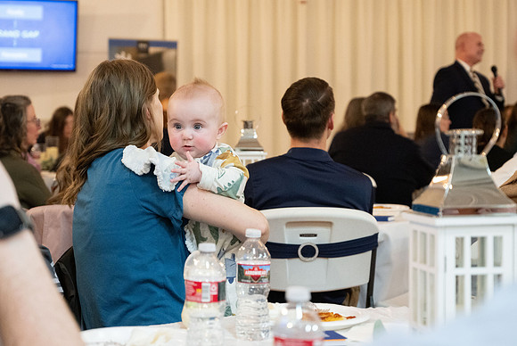 Alumni in the Cache Valley area gather at Eagles Landing Event Center, in Smithfield, Utah and get the chance to listen to and meet President Meredith.
