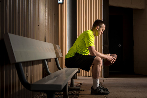 Justin Lassond meditates as he gets ready for the upcoming football season at BYU-Idaho.