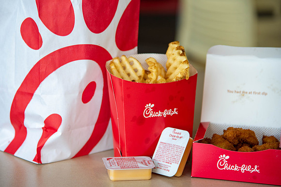 Chick-fil-a on campus at the Food Court at the Manwaring Center.