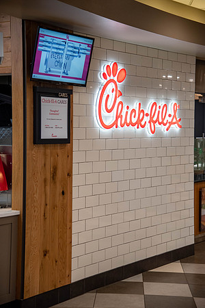 Chick-fil-a on campus at the Food Court at the Manwaring Center.