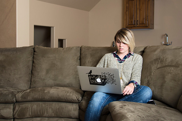 Online Student, Chance Beattie, works on assignments at home.