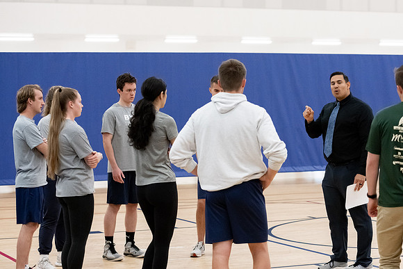 BYU-Idaho students attend a hands-on sprinting workshop in the I-center.