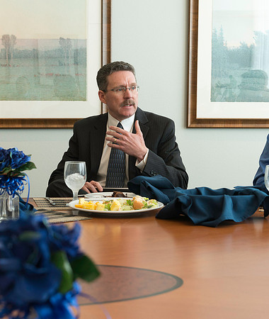 Kirk Rawlins, Marketing and Online Communications Manager. University Relations department luncheon in the Presidents Dining Room in the Manwaring Center.