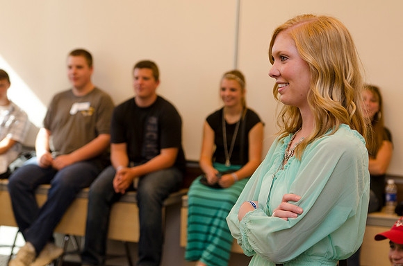 Participants in the Education Week 2013 Youth Program meet together in the Gordon B. Hinckley Building. Photo by Taylor Davenport