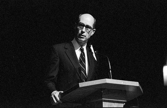 Elder Henry B. Eyring speaks to students at Ricks College during devotional