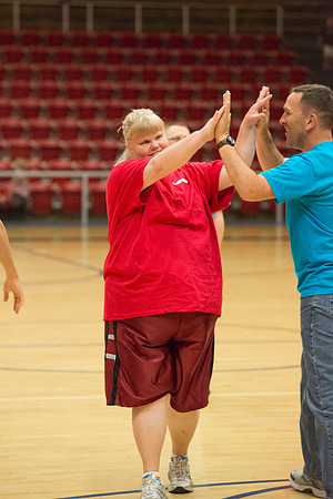 Bob Christensens Special Education class puts on a great show in the Hart Gym playing basketball.