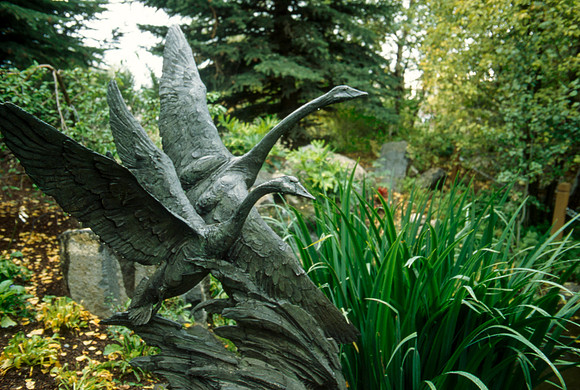 The Swan Statue in the Gardens designed by Gary Price