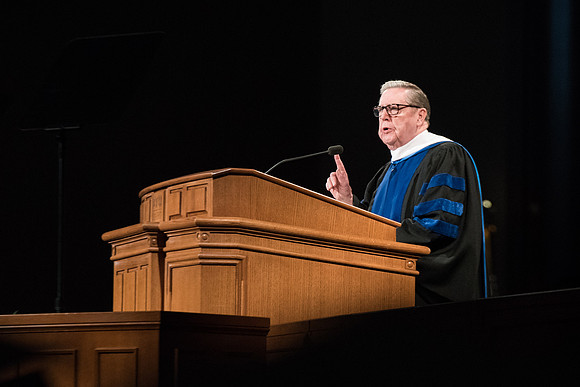 BYU-Idaho Commencement, Elder Jeffrey R. Holland addressing the graduates. Winter Semester