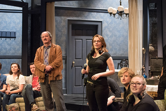 Cast and crew answer audience questions following the theater production of The Glass Menagerie.