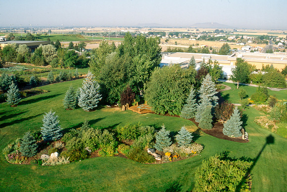 An aerial shot of the Gardens