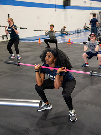 BYU-Idaho students doing Cross-fit Training in the Hart Fitness Center.