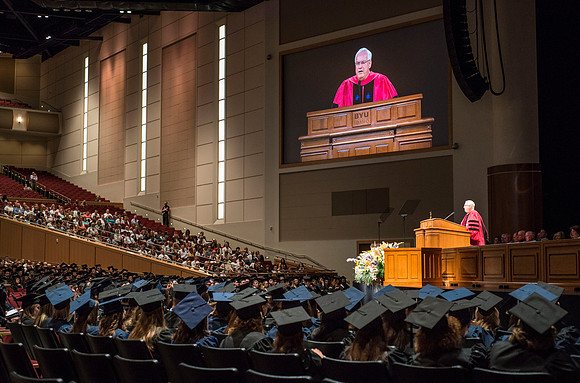BYU-Idaho Commencement held in the BYU-Idaho Center with keynote speaker Elder Robert C. Gay of the First Quorum of the Seventy.